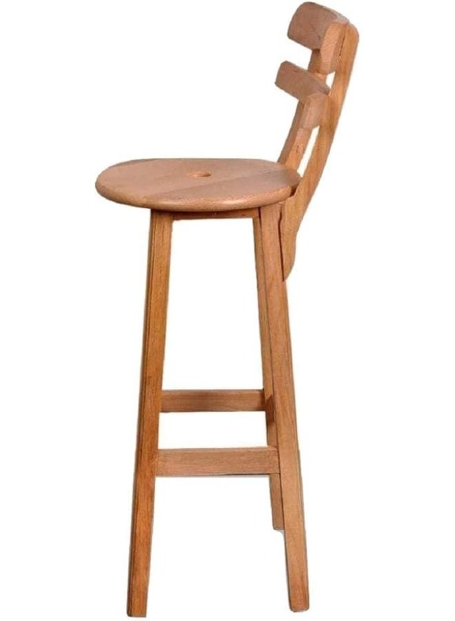 Bar Chair 80cm Beech Wood Beige Counter Stool High Chair Wooden Bar Stool Durable Comfortable Seating for Kitchen Island Home Bar Restaurant Cafe Manufacturer Quality - Image 2